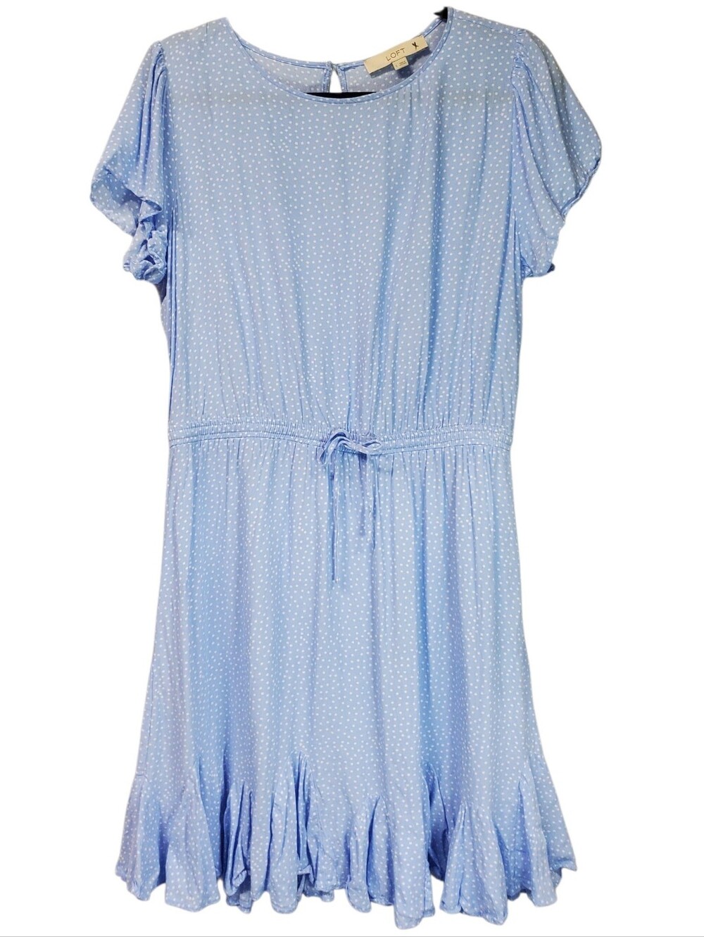 Cottagecore Feminine Regency Polka Dot Dress Size Large Flowey Business Casual